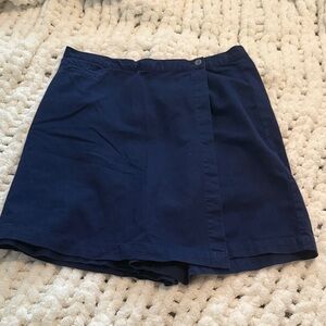 Vintage 90s Innovation Sport Solid Navy Blue Wrap Skort Shorts Skirt Size 12